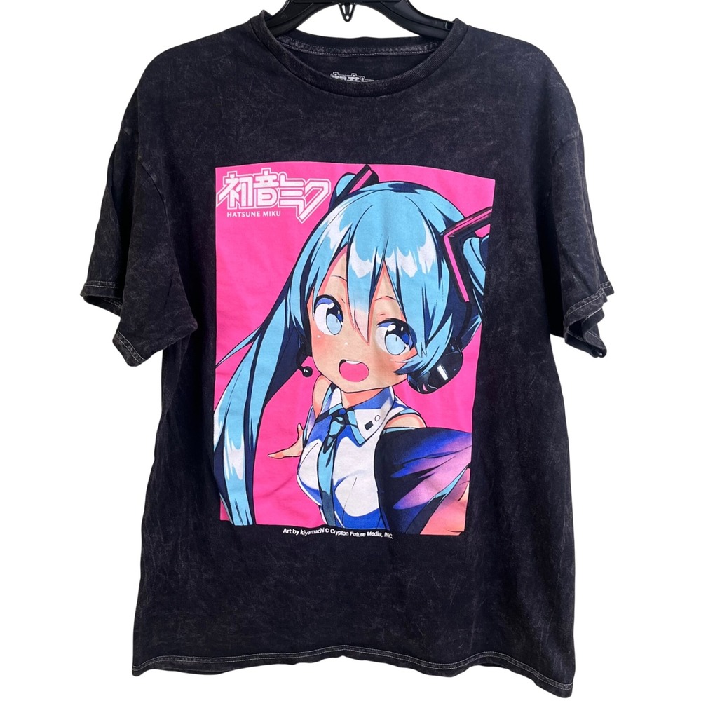 Hatsune Miku Black Pink Graphic Anime Short Sleeve T Shirt H3 Sportsgear Large